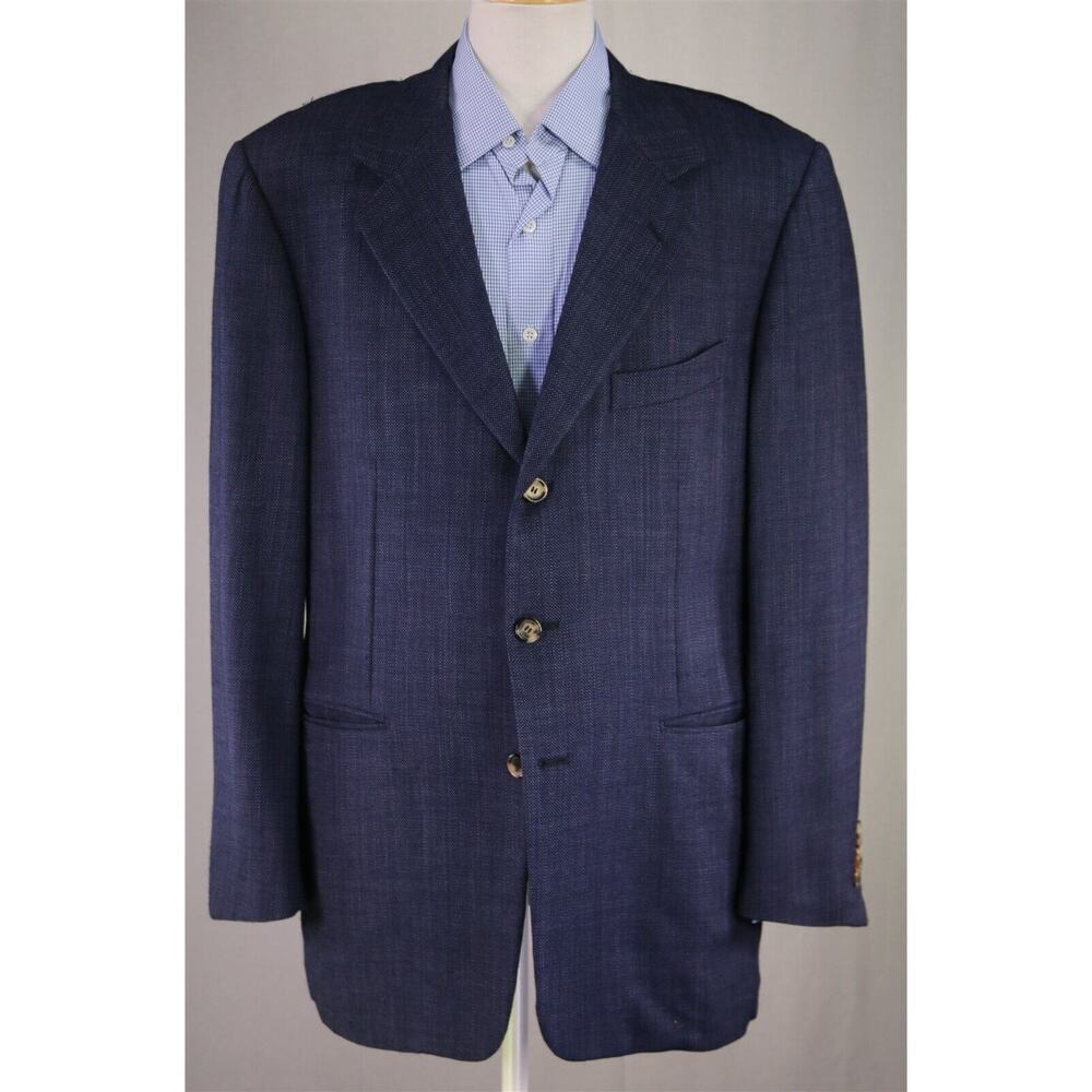 Pal Zileri Navy Blue Knit Woven Wool 3-Btn Sportcoat Blazer 44L - Picture 2 of 9
